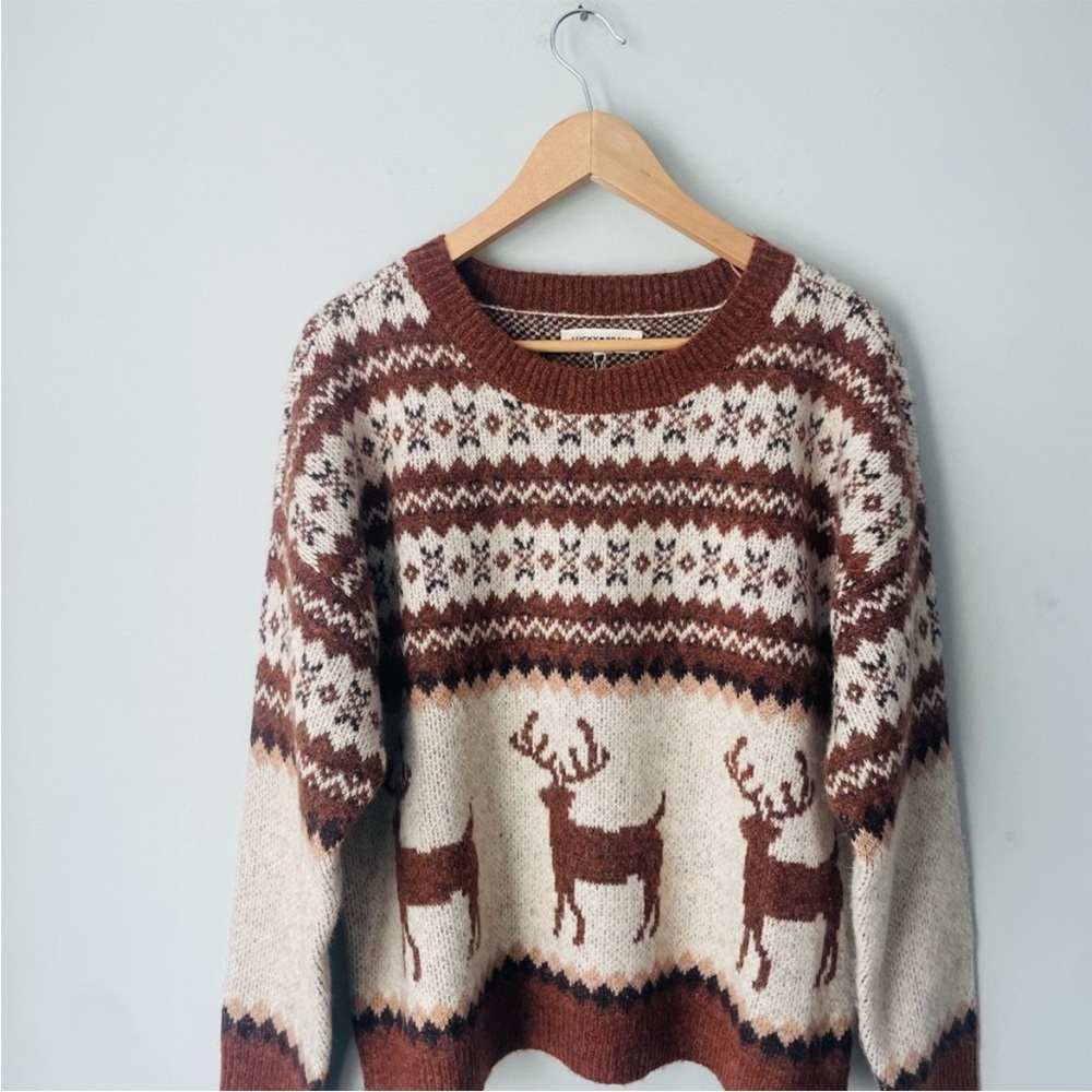 Lucky Brand Knit Reindeer Sweater NWT